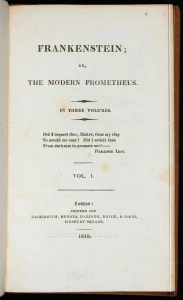 Página titular de la primera edición de Frankenstein (1818) - Universidad de Notre Dame (Indiana, EEUU) - Sui Generis Madrid